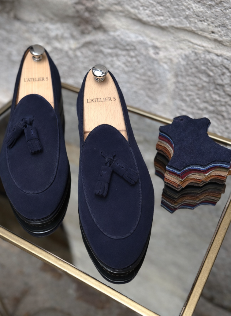 mocassins a pampilles bleu