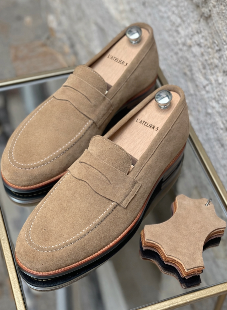 mocassins penny loafer beige