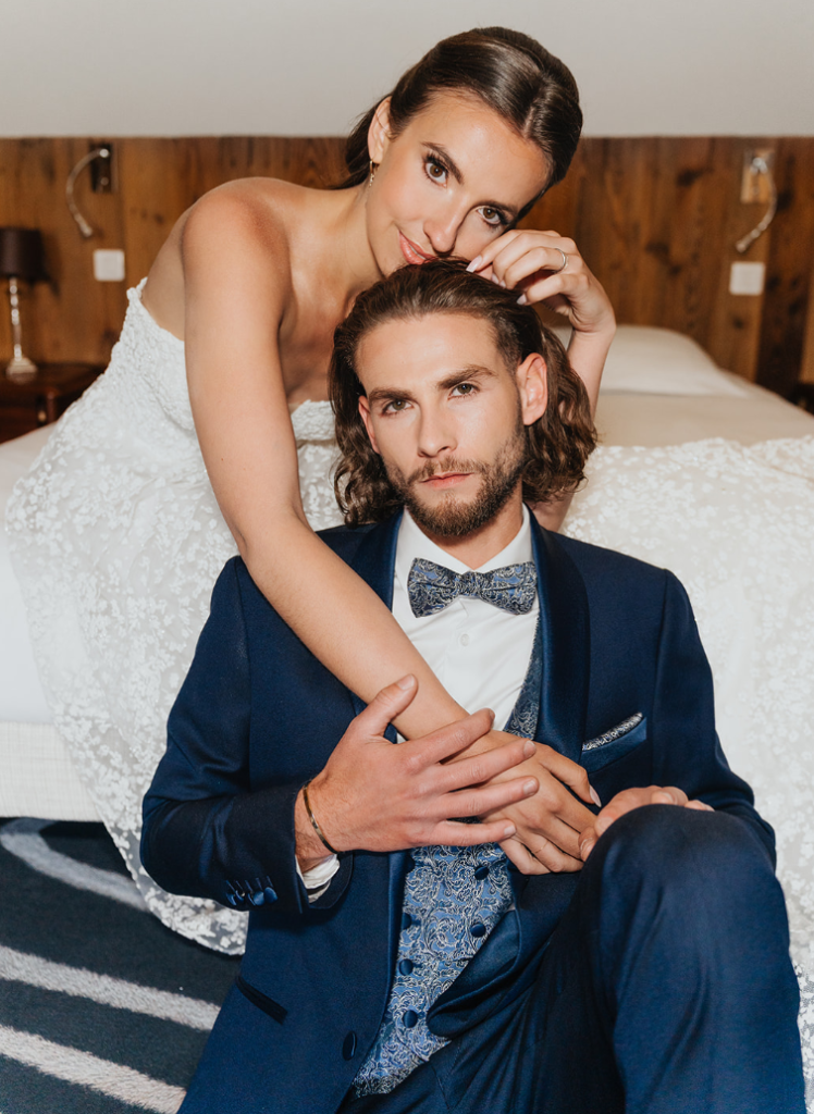 Costume de mariage sur mesure bleu | Élégance et détails raffinés